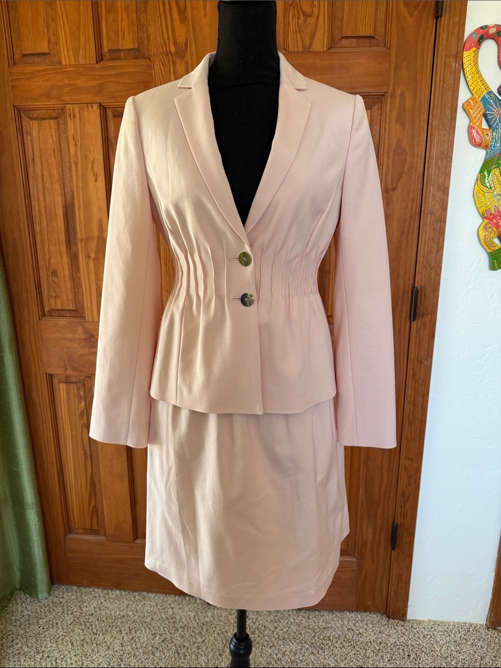 Tailored Light Pink Women's Two-Piece Skirt Suit by